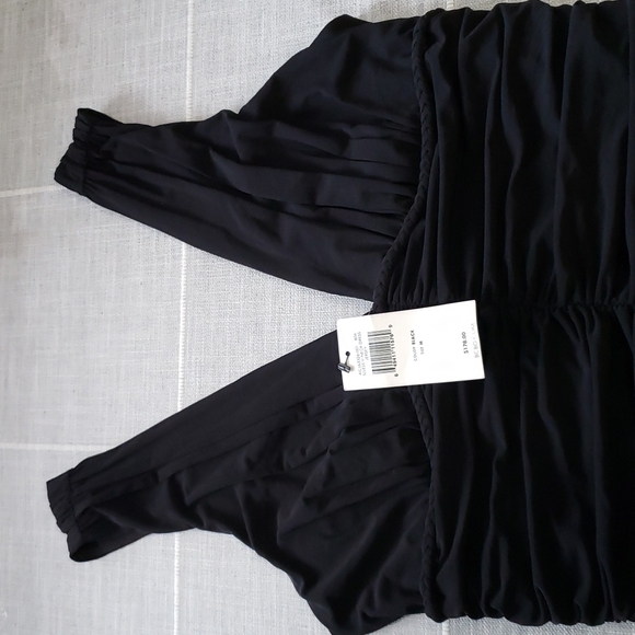 NWT BCBG Maxazria Black Empire Ruched Mini Dress Sleeveless V, Size M - Picture 5 of 12